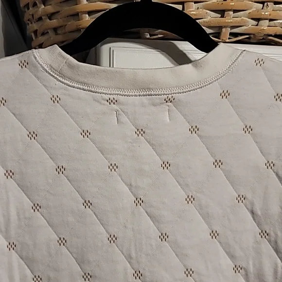 Madewell Swing Sweatshirt Womens XLarge Beige Quilted Boxy Cropped Cozy Lounge - Picture 10 of 12